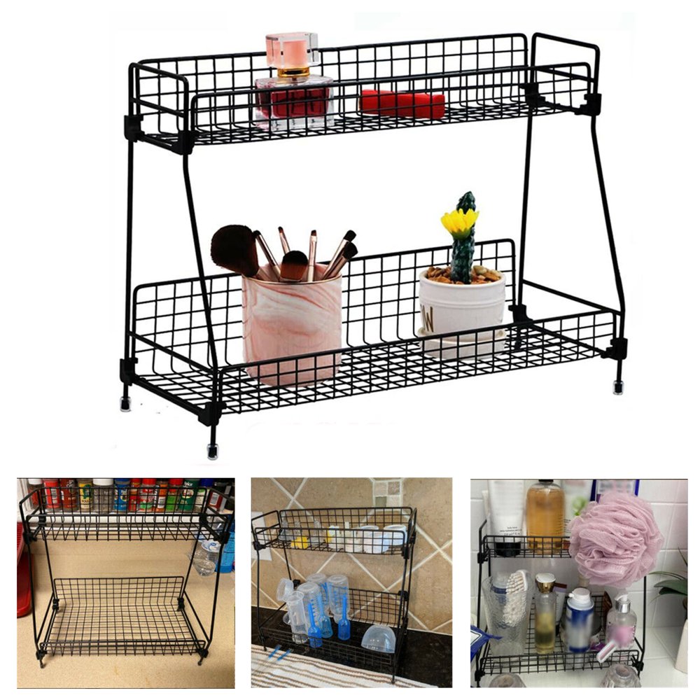 Kepeak 2Tier Bathroom Countertop Organizer, Wire Basket Storage