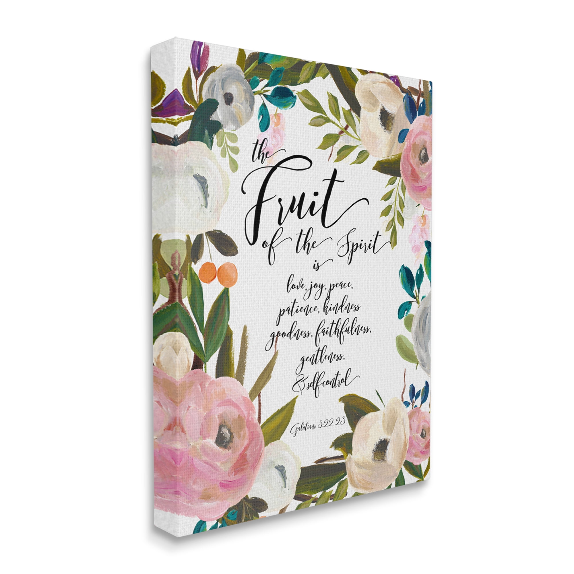 Stupell Industries Fruit of the Spirit Religious Faith Calligraphy Passage Canvas Wall Art, 16 x 20, Design by Amy Brinkman