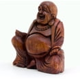 thumbnail image 3 of Happy Buddha Statue Laughing Buddha Wood Sculpture Lucky Statue Home Decor - LG. 7"- OMA BRAND, 3 of 6