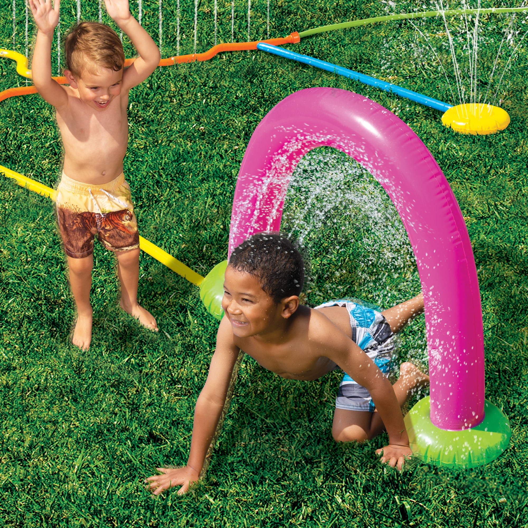 Banzai Splash Sprinkler Water Park 11ft Long Outdoor Family Summer Fun Activity, Ages 3+