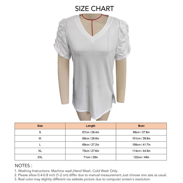 Camiseta de manga corta abullonada, camiseta de cuello en V para mujer Camiseta de manga corta abullonada para mujer Camiseta de manga abullonada con cuello en V Claridad notable