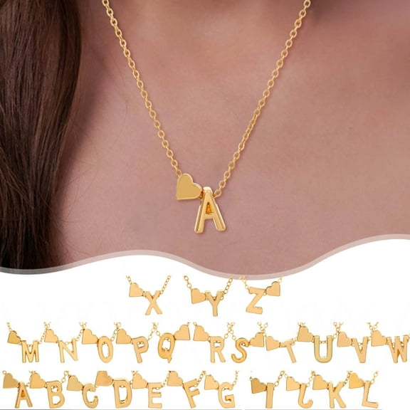 Heart 26 English Letter Pendant Necklace Heart Short Collarbone Chain