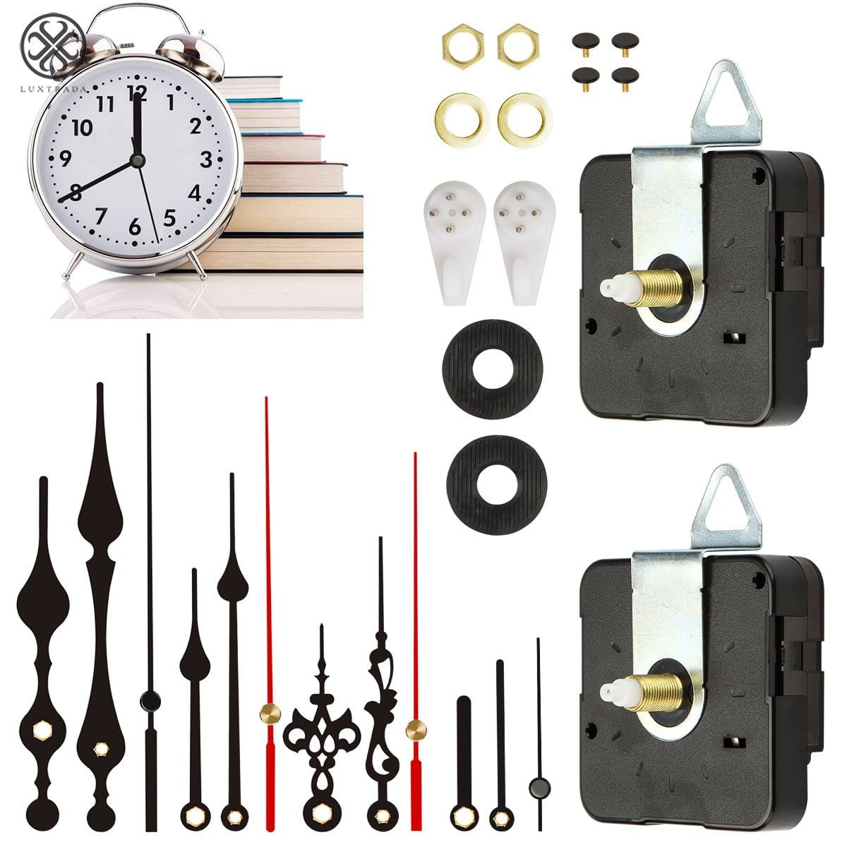 Luxtrada 2 Pieces High Torque Non Ticking Clock Movement Mechanism with