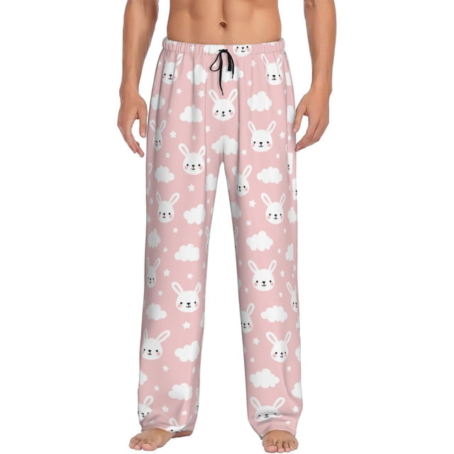 Balery Rabbit And Cloud Pantalones de pijama para hombre, pijama ultraligero, pantalón de descanso-XX-Large