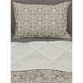 thumbnail image 3 of Vintage Comforter & Sham Bedding Set, Damask Style Curly Floral Motifs in Repetition Traditional Old Fashioned, 3 pcs Duvet Set Microfiber Filling Quilt, 5 Sizes, Warm Taupe and White, by Ambesonne, 3 of 4