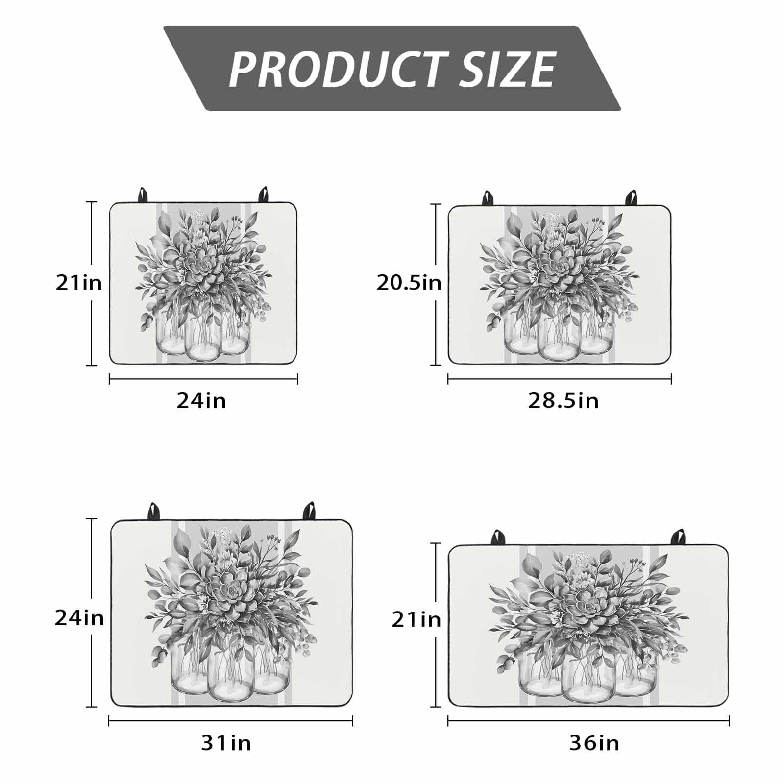 Eucalyptus Grey Stove Top Cover for Electric Stove, Heat-proof & Non Slip Glass Top Stove Cover Protector, Vintage Bottle Succulents Flower Stripes Kitchen Flat Cooktop Rubber Mat 28.5x20.5 Inches