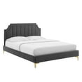 thumbnail image 2 of Modway Sienna Performance Velvet Queen Platform Bed in Charcoal, 2 of 10