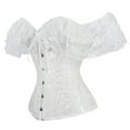 thumbnail image 2 of Lace Short Sleeves Corset Top Sexy Bustier Lingerie Waist Cincher Costume Tops White XXL, 2 of 8