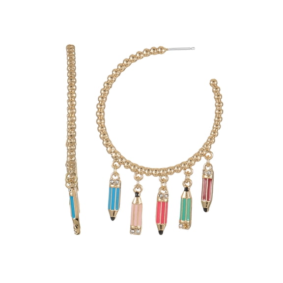 Packed Party Women's Pencil Me In Hoop Charm Earrings, 1 Pair