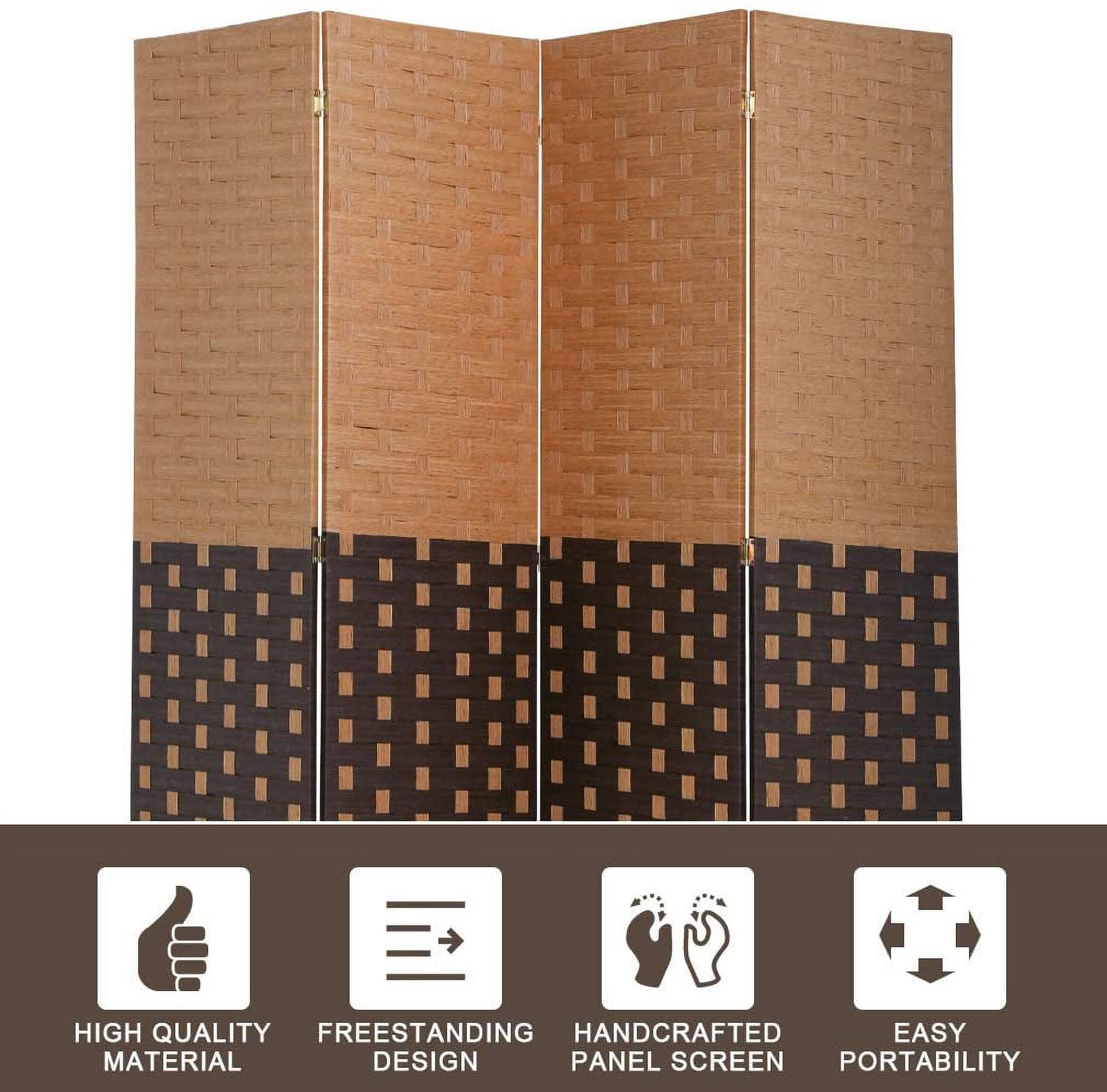 4-Panel Room Dividers and Folding Privacy Screens Partition Walls for Bedroom Wooden Screen Divider Portable Freestanding Privacy Wall, CM