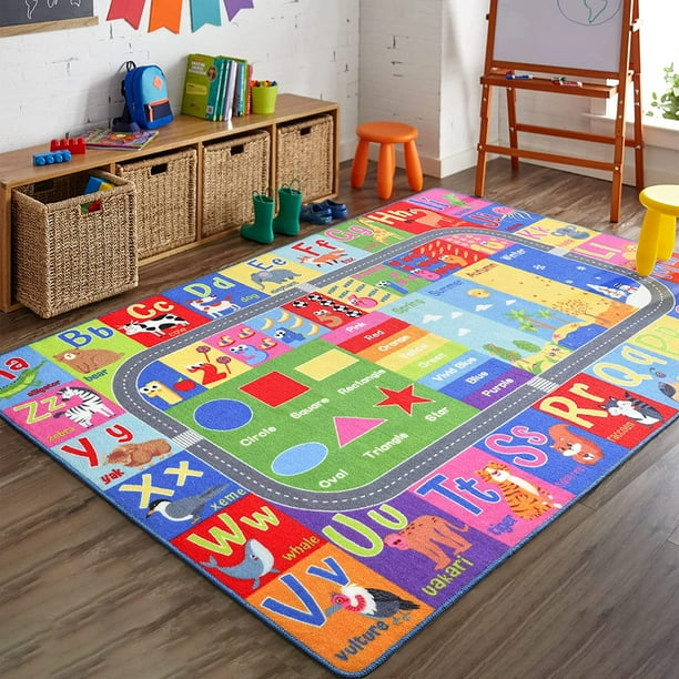 Junovo Playmat Area Rugs ABC Education Rug Non Slip Carpet for Children