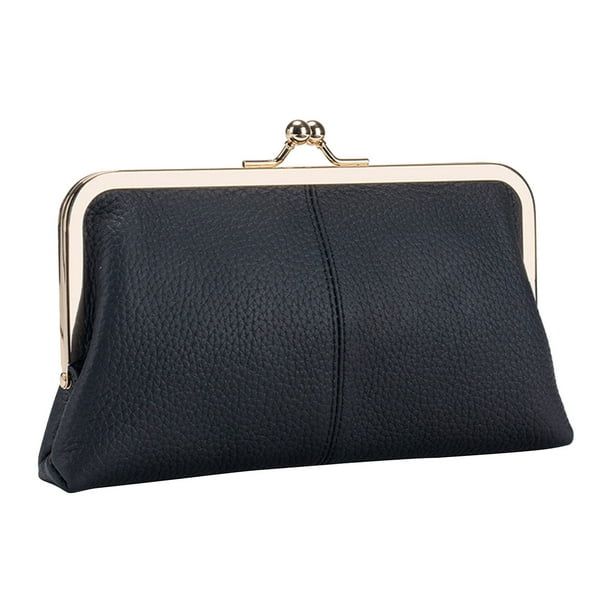 Carteras para Mujeres Bolsa de Clip de Cuero Pecho Frontal Portátil Largo Bolsa de Almacenamiento de Oro Bolsa de Mujer de Gran Capacidad Bolsas para Mujeres