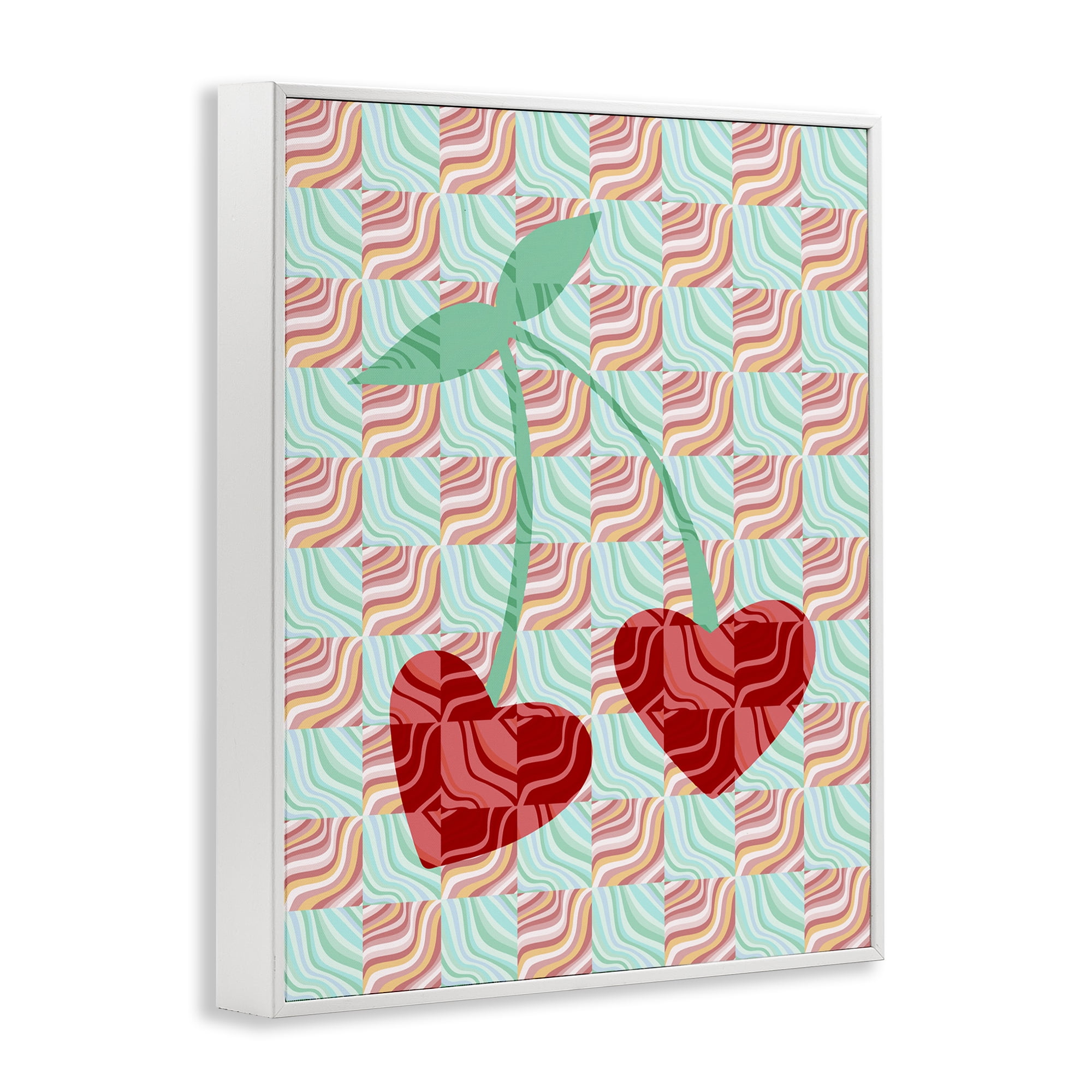 Stupell Industries Groovy Patterned Cherries Food & Beverage Painting White Framed Art Print Wall Art, 24 x 30