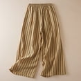 thumbnail image 2 of FUNUONY Lightweight Wide Leg Cropped Pants for Women High Waisted Loose Casual Lounge Travel Work Sweatpants Summer Retro Cotton and Linen Striped Loose Straight Leg Cropped Pants Khaki 5Xl, 2 of 5