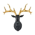 thumbnail image 1 of Escultura de pared de asta de ciervo, estatua de cabeza de animal, escultura de cabeza de ciervo de resina para ángulo de oro negro, 1 of 9