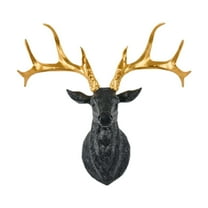 kowaku Deer Head Wall Sculpture Resin Deer Head Sculpture ,Collectible, Crafts Artwork,Deer Head Wall Decor for Living Room Office Black gold angle