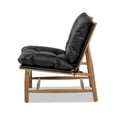 thumbnail image 6 of Mid-Century Modern Accent Chair in Genuine Leather, Stylish Black Upholstered Chair for Living Room or Office, 6 of 10