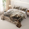 thumbnail image 3 of Erosebridal Wildlife Bear Quilt Full for Boys Men, Rustic Wooden Cabin Print Full Bedspread Sets, 3 Pieces, 3 of 7