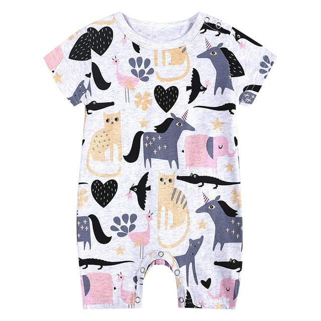 Kcodviy Vêtements pour Enfants, Barboteuse Imprimée pour Garçons, Tenue d'Été pour Bébé, Barboteuse de Baptême pour Garçons, Barboteuse à Boutons-Pression pour Garçons