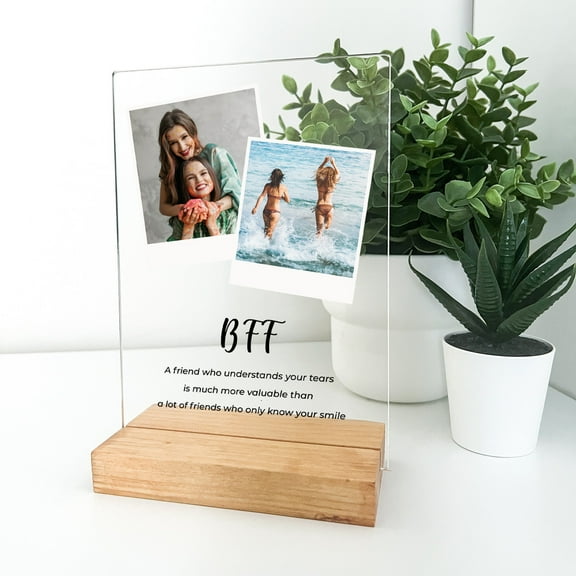 Custom Personalized Photo Picture Plaque Best Friends BFF Mate Buddy Pal Home Dcor Gift for Her Custom Wood Stand Engrave Couple, Christmas