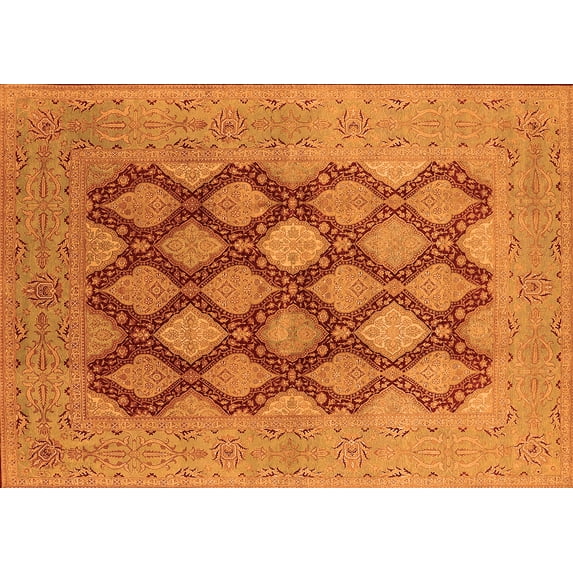 Ahgly Company Indoor Rectangle Oriental Orange Industrial Area Rugs, 7' x 9'