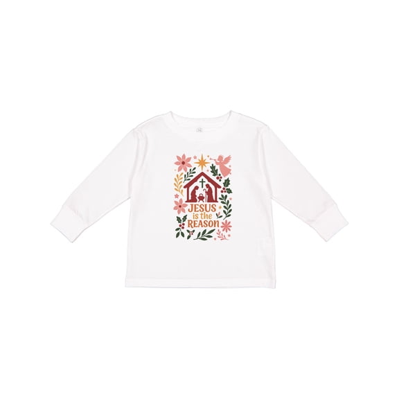 Inktastic Jesus is the Reason Nativity Scene Christmas Boys or Girls Long Sleeve Toddler T-Shirt