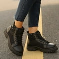 thumbnail image 2 of Women Boots Thick-Soled Round Toe Lace-Up Ankle Booties Fashion Casual Solid Color Comfortable Warm Fall Winter Shoes for Women Black 7, 2 of 10
