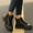 Black, variant on Women's Combat Boots Lightweight Lace up Ankle Boots Chunky Platform Lug Sole Booties, Comfort Slip on Walking Boots Outdoor Non-Slip Hiking Shoes Khaki 9.5(43)
