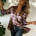 thumbnail image 5 of Asxite Womens Summer Tops Casual Fashion Print Lapel Collar Button Down Breathable Long Sleeve Shirts, 5 of 7