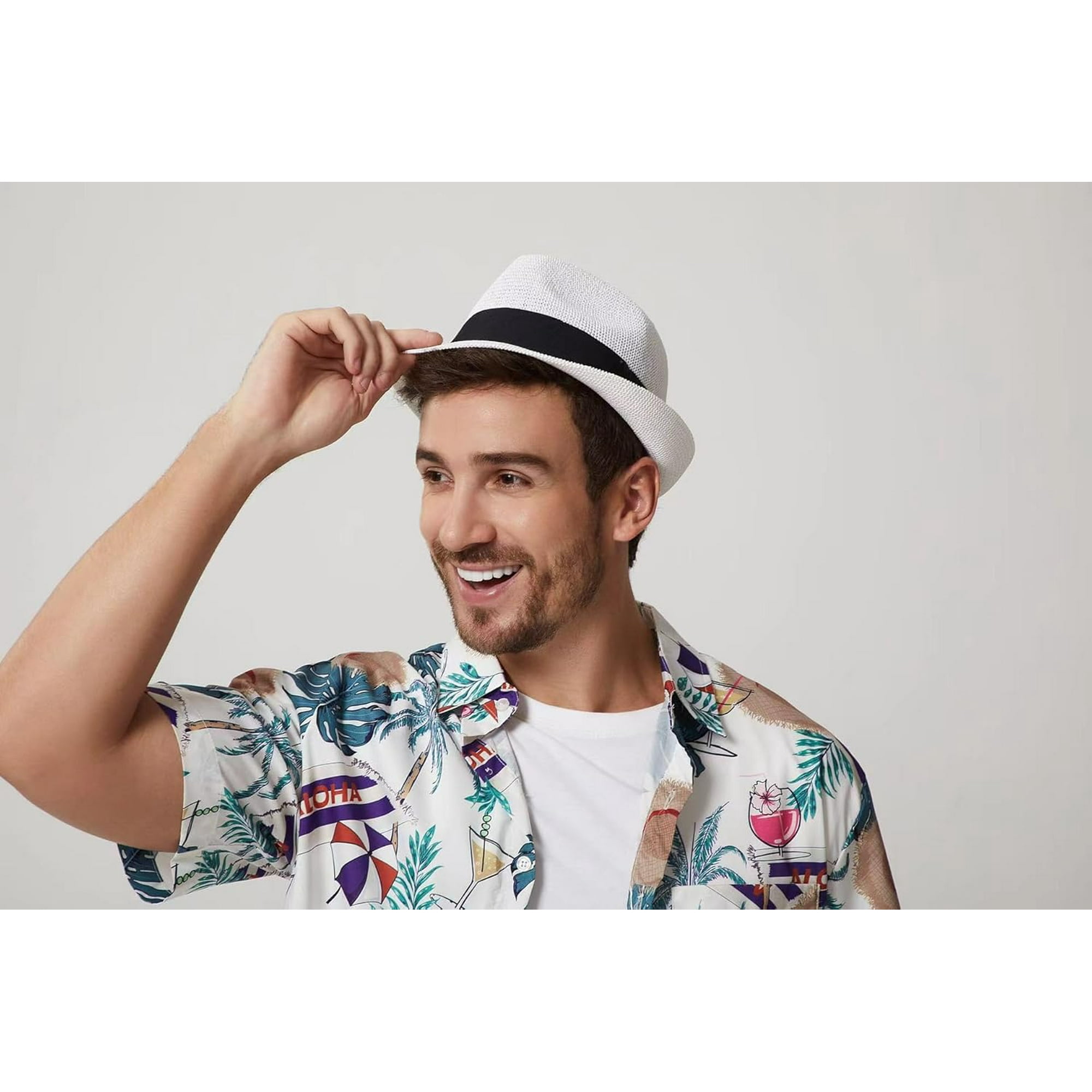 Short Brim Hat Leumoi 24 Pcs Straw Panama Hat For Men Women Short