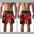 thumbnail image 3 of luoweisi Men's Beach Shorts Quick Dry Swim Trunks with Mesh Lining Roses 2XL, 3 of 5