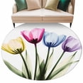 thumbnail image 2 of Colorful Tulip Round Area Rug 7 FT, Non Slip Living Room Area Carpet, Farmhouse Luxury Flowers Botanical Washable Soft Circular Rug Non-Shedding Floor Carpet for Bedside Office Play Room Classroom, 2 of 9