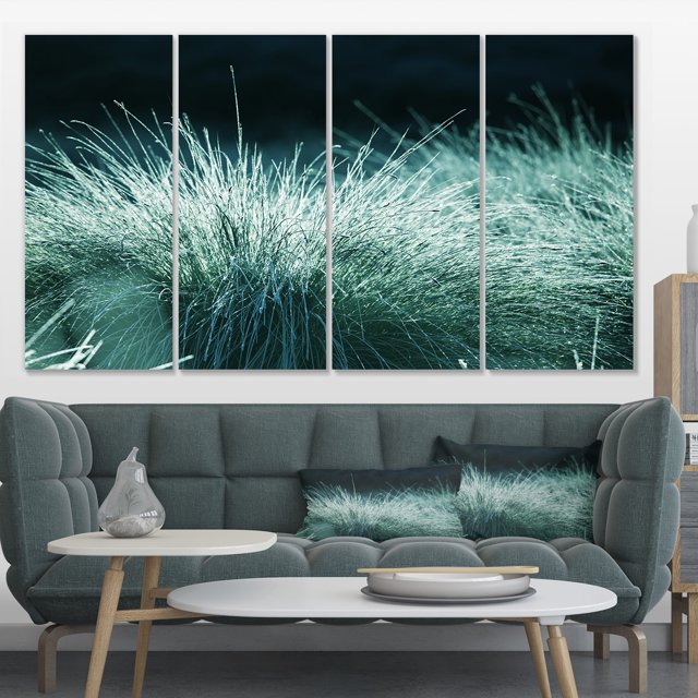 Wet Green Grass in Downpour - Oversized Landscape Canvas Art