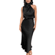 thumbnail image 1 of Elegante vestido de noche de satén con cuello halter sin mangas para boda de verano para mujer (M), 1 of 5