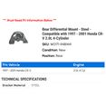 thumbnail image 2 of Rear Differential Mount - Steel - Compatible with 1997 - 2001 Honda CR-V 2.0L 4-Cylinder 1998 1999 2000, 2 of 2