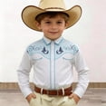 thumbnail image 2 of MUXiin Toddler Boys Girls Western Cowboy Shirts Retro Long Sleeve Button Down Shirt Kids Floral Pockets Outfit Country Tops, 2 of 4