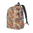 thumbnail image 1 of Disketp Funny Dogs Family print Canvas Backpack Lightweight Travel Daypack Student Rucksack Laptop Backpack-, 1 of 5