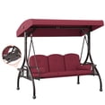 thumbnail image 4 of TLSUNNY 3-Seat Outdoor Porch Swing with Stand and Canopy, Convertible Porch Swing Bed for Adults, W/ Foldable Cup Holders & Removable Pillows, 800LBS, 4 of 11