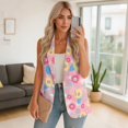 thumbnail image 4 of Uorisanigo Hippie Flower Women's Jacket Vest Sleeveless Size S Lightweight Women's Suit Vest with Pockets Open Front Blazer Vests Dressy, 4 of 7