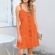 thumbnail image 4 of Camisón de poliéster para mujer, vestido de tirantes con cuello en V y botones para vacaciones de primavera y verano., 4 of 7