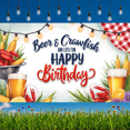 thumbnail image 4 of Rustic Theme Birthday Banner Beer Design Crawfish Elements Event Decoration Party Prop for Outdoor Celebration Picnic Summer Party, 4 of 7
