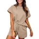 thumbnail image 1 of ZHAOCHENG Conjuntos de 2 piezas para mujer, conjuntos de salón, camisas casuales de manga corta, pantalones cortos, pijamas cómodos, conjunto de chándal, 1 of 5