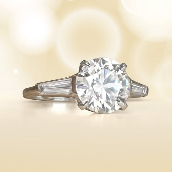 Eclet Jewels Brilliant 2.1Ct Round Cut Lab Created Diamond Ring - 14K White Gold Over Ring - Early Retro Era Vintage Wedding Ring for Women's - Vintage Engagement Mid Century Ring - Reproduction Ring