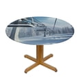 thumbnail image 3 of Awypu  Winter Old Cable Ski Lift Round Table Cloth, Elastic Edged Fitted Table Cover Decor Tablecloths for Dinner, Picnic, Party White, 3 of 7