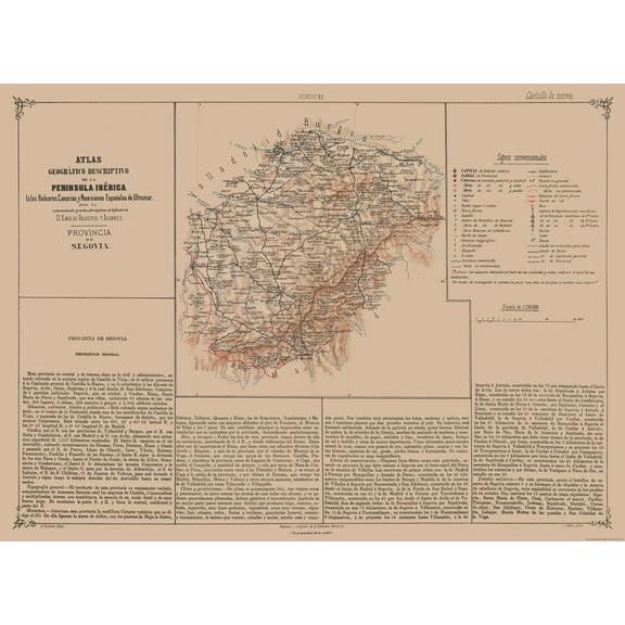 Historic Map - Segovia Spain - Valverde 1880 - Vintage Wall Art