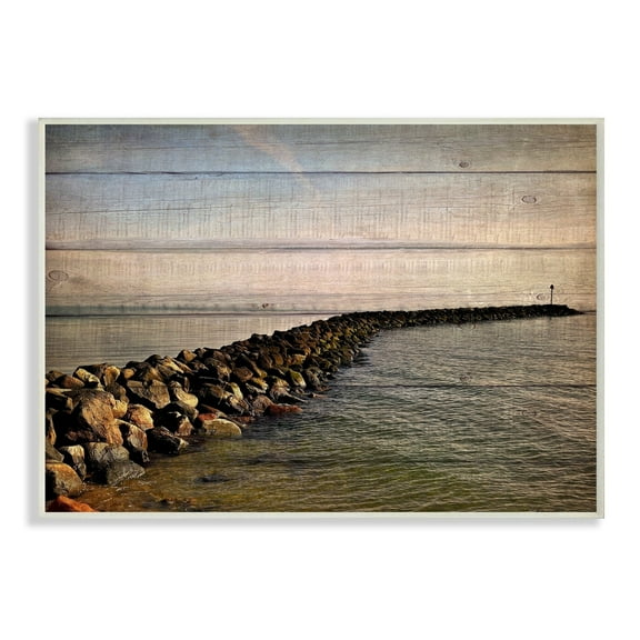 The Stupell Home Decor Collection Rock Path Ocean Plank Photography Oversized Wall Plaque Art, 12.5 x 0.5 x 18.5