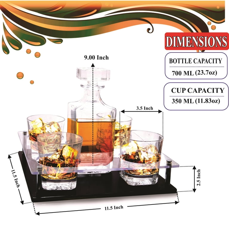 Bezrat Whiskey Glasses and Liquor Decanter Set