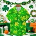 thumbnail image 1 of Ceisia Men's St. Patrick's Day All-Over Distressed Shamrock Print Short Sleeve Turndown Collar Stretch Casual Shirt Green XXL Gifts, 1 of 5