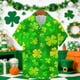 thumbnail image 1 of Blusa y camisa de manga corta con cuello vuelto para hombre Camisa de manga corta estampada para el Día de San Patricio Tops casuales con cuello vuelto Camisa Blusa Tops para hombre, 1 of 5
