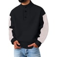 thumbnail image 2 of Men's Color Clash Sweater Three Button Pullover Thickened Warm Knit for Leisure Wear and Winter Christmas Season,Black,2XL, 2 of 4